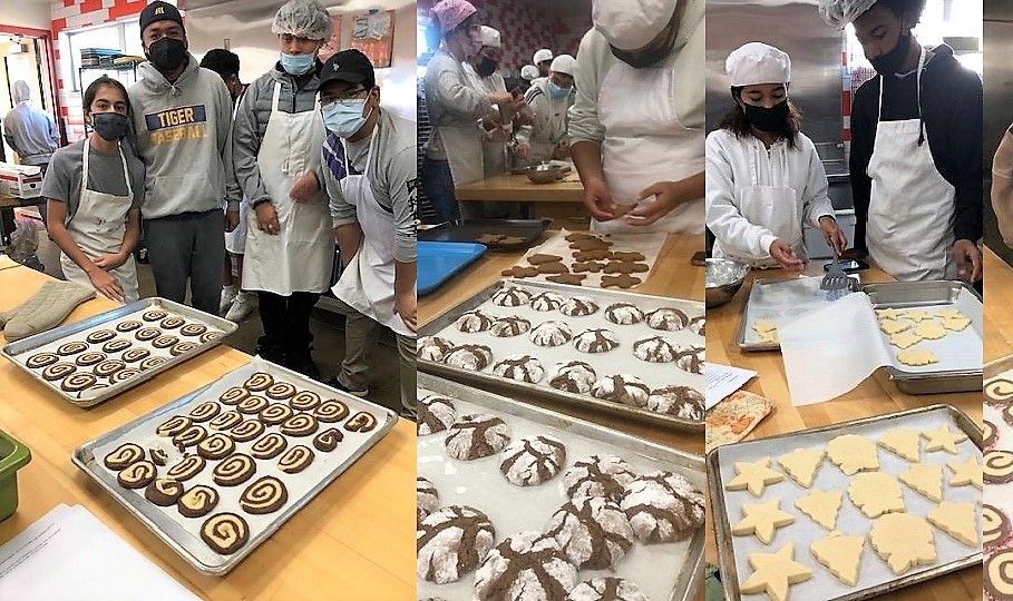 Students baking cookies